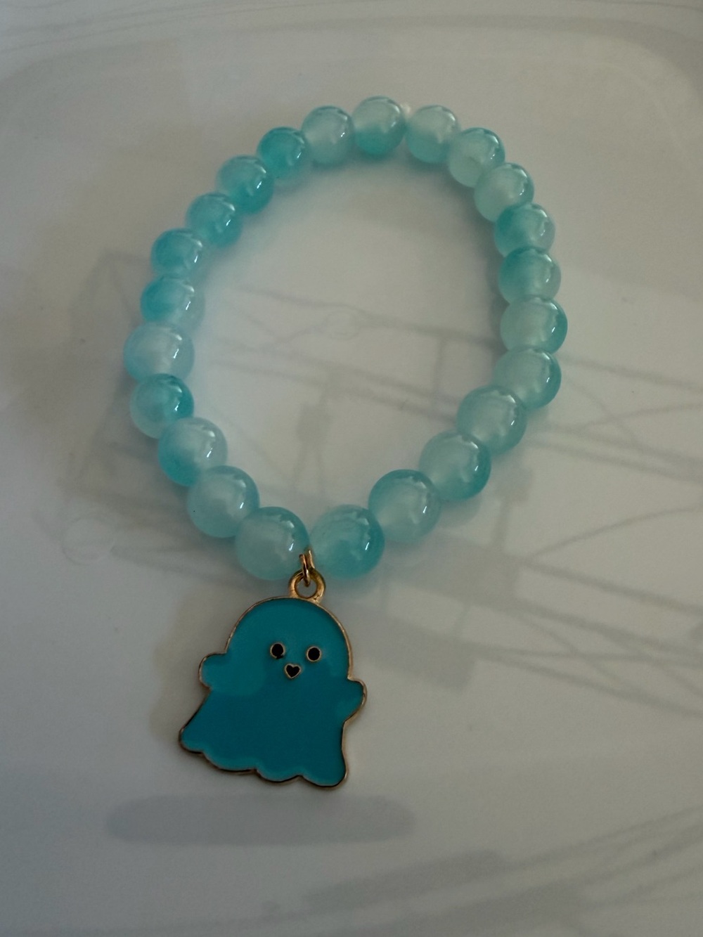 Ghost Charm Bracelet Fall Halloween Beaded Handmade Jewelry